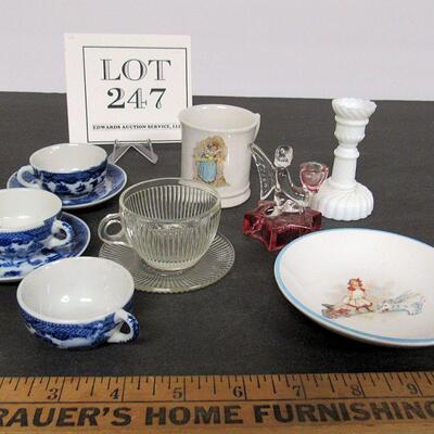 Lot of Vintage Child's Dishes and Candlesticks