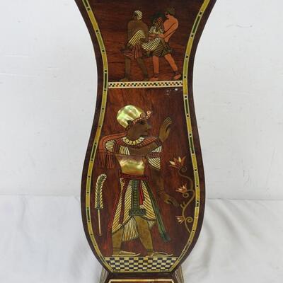 Egyptian Style Inlaid Wooden Vase Decor Piece