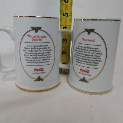 8 Coca-Cola Santa Christmas Mugs, 1996: 2 "When Friends Drop in" & 6 "For Santa"