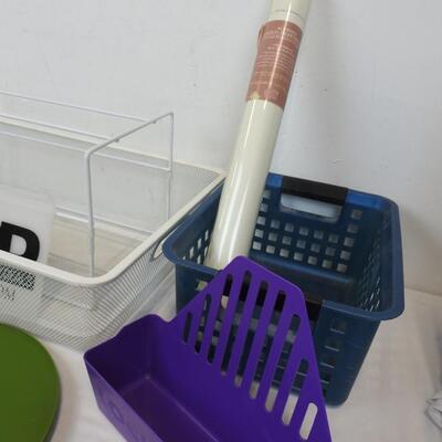 11 pc Organizing Lot: Lazy Susans, Book Box, Small Drawers, Drawer Liner, etc