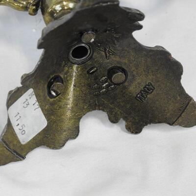 3 pc Italian Candle Holders: One triple & two singles. Metal (Brass?)