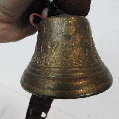 Metal Bell (Brass?) with Leather Strap - Chiantel Fondeur 1878 Saignelegier