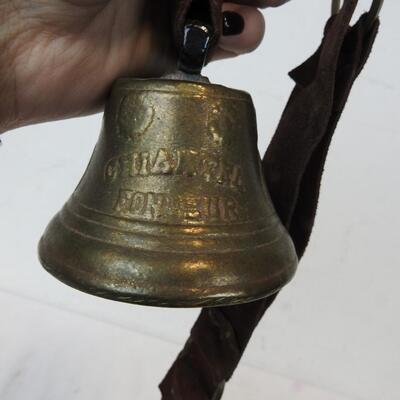Metal Bell (Brass?) with Leather Strap - Chiantel Fondeur 1878 Saignelegier