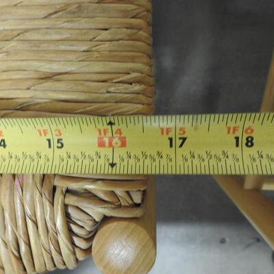 3 Wooden Kitchen Chairs, Woven Wicker Seats