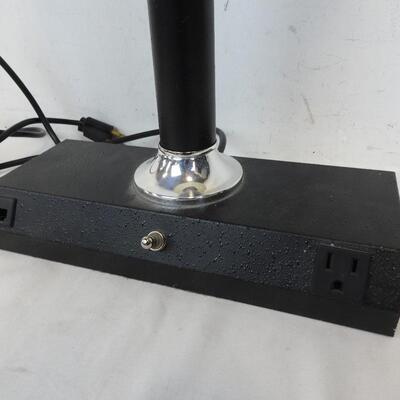 Black Desk Lamp, Works, With Outlet on Base