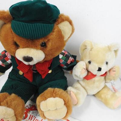 Holiday Lot: 1994 Bears, Outdoor Light Clips, Window Decoration, Table Cloth