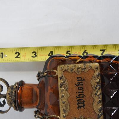 Brown Textured Glass Whiskey Decanter with Cork with Metal Topper