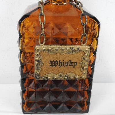 Brown Textured Glass Whiskey Decanter with Cork with Metal Topper