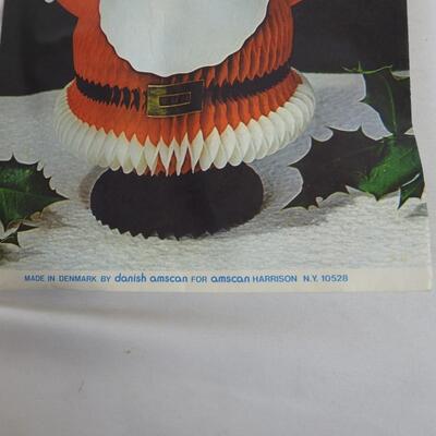 2 Vintage Honeycomb Christmas Paper Decor; Santa and Snowman