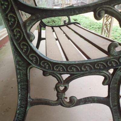 Vintage Cast Iron & Slat wood bench