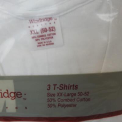 3 T-Shirts  XXL-Large 50-52, 50% Combed Cotton, 50% Polyester by Windridge - New