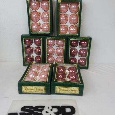 7 Boxes of 4 Ornaments, Christmas Classics Hand Decorated Glass Ornaments