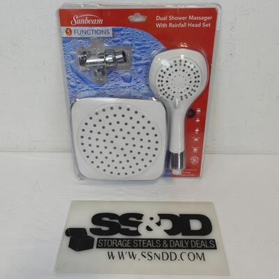 Sunbeam Dual Shower Massager with Rainfall Head Set - New