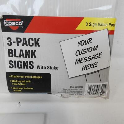 3 pack Black Yard Signs with Stake, 15" x 19" - New