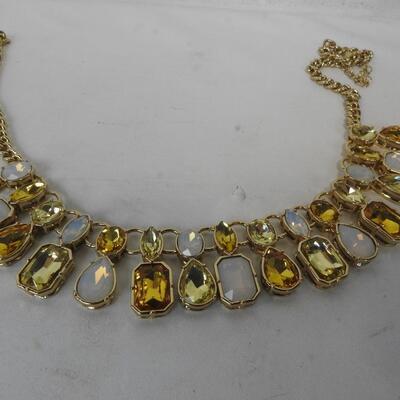 Avon Yellow Hues Statement Necklace and Earring Set - New