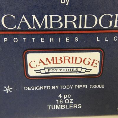 4 pc 16 oz Tumblers, Cambridge Potteries, Snowflake