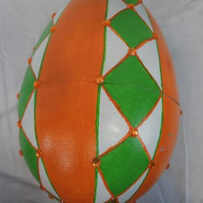 3 Large Orange and Green Easter Eggs