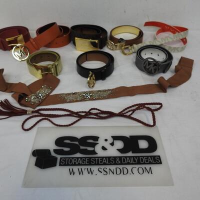 10 pc Belts Lot: 8 Michael Kors Belts: Red, Orange, Gray, Black, Brown