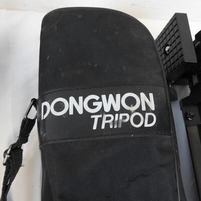 3 Tripods: 1 unbranded, & 1 Dongwon S-200 Tripod with Case, 1 Mini by Sunpak