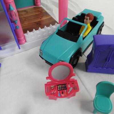Doll House with Furniture, Car, RV, Man, Woman and Child