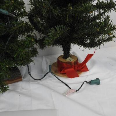 5 Small Faux Christmas Trees, 4 With Lights