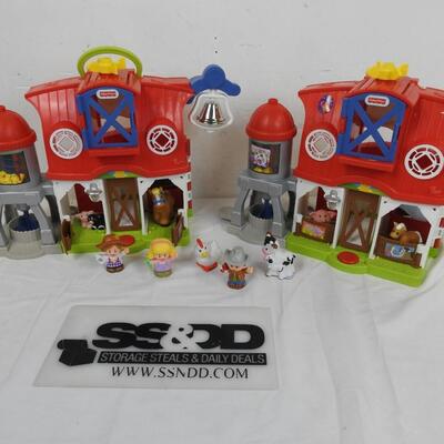 Two Fisher Price Farm Toys, Includes 3 Farmers, 2 Pigs, Chicken, 2 Horses