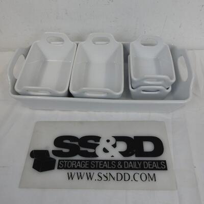 5 pc White Ceramic Trays, Good Condition