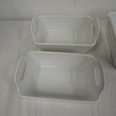 5 pc White Ceramic Trays, Good Condition