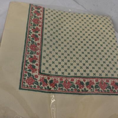 Christmas Napkins, Paper Cups, 3 Paper Plate Stacks, Hot Pads, Hand Towel - New