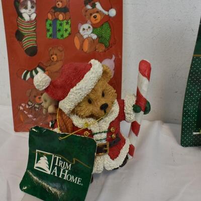 Trim a Home Bear & Ornaments, Stickers, Napkin Ring Set, Metal Tree Ornament