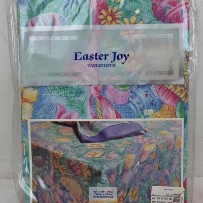 Easter Theme Decor: Tablecloth, Linen Napkins, Small Embroidered Pillows - New