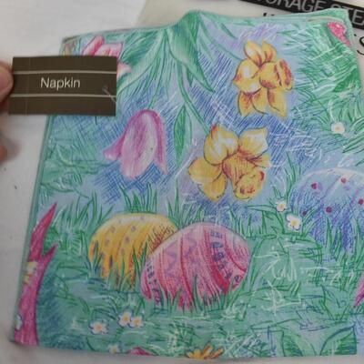 Easter Theme Decor: Tablecloth, Linen Napkins, Small Embroidered Pillows - New