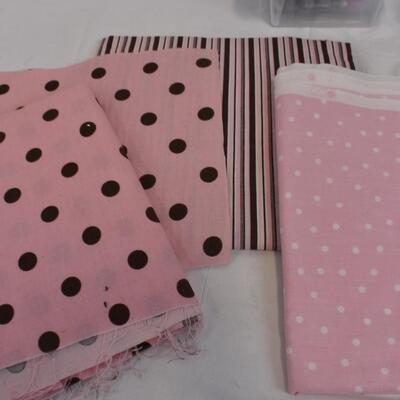 3 Pink Pattern Fabric, 20 Yardds Botanica Wall-Paper, Beads & Jewelry Kit - New