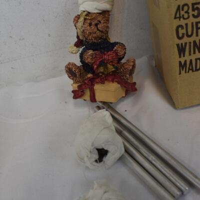 4 Cherished Teddies Seasons of Peace Ornaments, 2 Curly Bear Windchimes - New