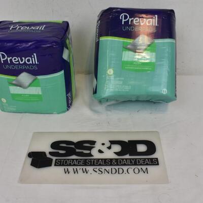 Prevail Underpads, 2 Packages of 15 Large 23" x 36" For Beds or Chairs - New