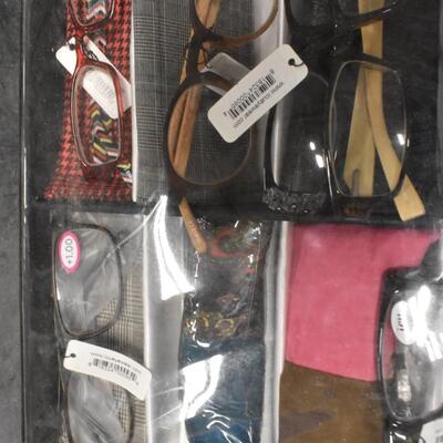 20 Assorted Readers and Sunglasses in a Black Organization Case - New