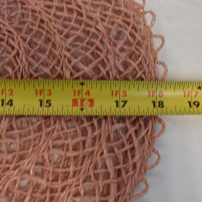 2 Pink Abaca Fiber Mats, 4 Small Yellow Mats, Green Embroidered Tapestry? - New
