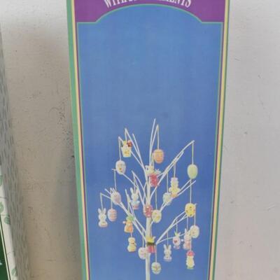 16" Flowering Tree, 18" Easter Tree, 4 Easter Napkins, Tablecloth, File - New