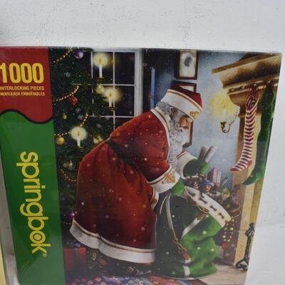 3 Christmas Santa Puzzles, 500& 1000 pieces. Sealed - New