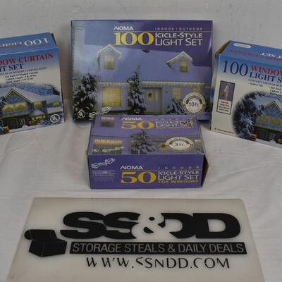 Indoor/Outdoor White Holiday Lights, 4 boxes - New