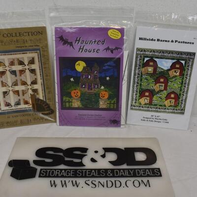 Quilt Design Patterns: Saw Tooth Cats, Haunted House, & Hillside Barns - New