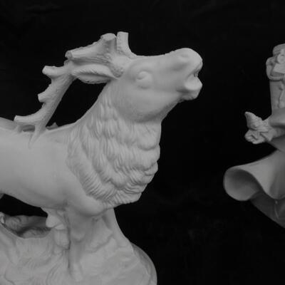 3 Holiday Ceramic Decorations for Painting, Reindeer Missing Some Antlers