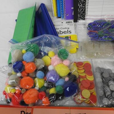24 pc Teaching and Office Supplies, Blocks, Fake Money, Notebooks