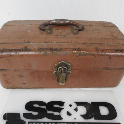 1951 Wizard Tool Box filled with 50 newer Craftsman and Cresent Sockets only.