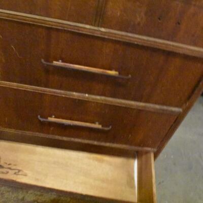 Wooden Dresser: 4 Layers of Drawers, Damaged Side. MCM Vintage