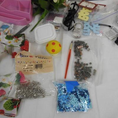 Craft Lot: Pink Desk Lamp, Wood, Glue, Markers, Metal Chain