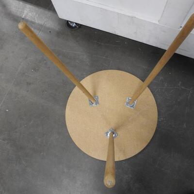 26" Tall Wood Table, 3 Legs, 20 Inch Circular Diamter Table - Good Condition
