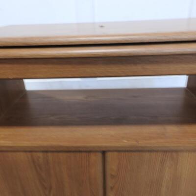 Wooden Desk/Entertainment Center with Revolving Top - Good Condition