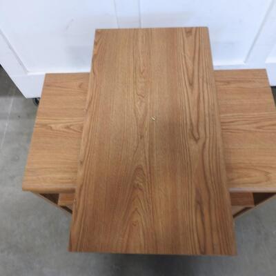 Wooden Desk/Entertainment Center with Revolving Top - Good Condition