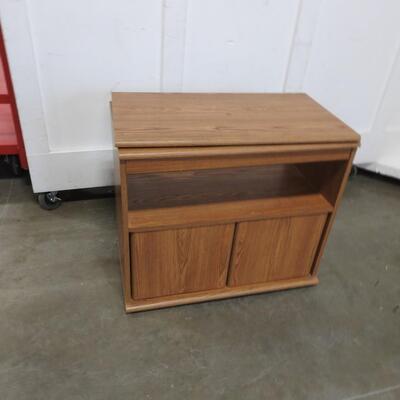 Wooden Desk/Entertainment Center with Revolving Top - Good Condition